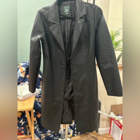 wild fable Jackets & Blazers - Target Faux Leather Trench - Black Women's Coat